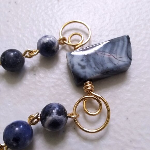 Wire Wrapped Blue Sodalite Bracelet - Handmade - Unique - One-of-a-kind! Fits 7" - Picture 8 of 12